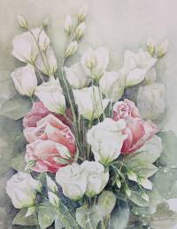 Rosen und Wicken ~ 36 x 48 cm ~ Aquarell auf Papier