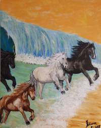 Pferde - 90 x 70 cm - Acrylfarben auf Leinwand